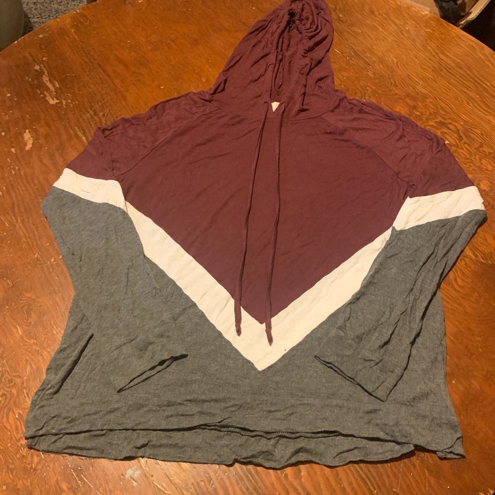 Pink Rose Oversized Red and Gray Hoodie